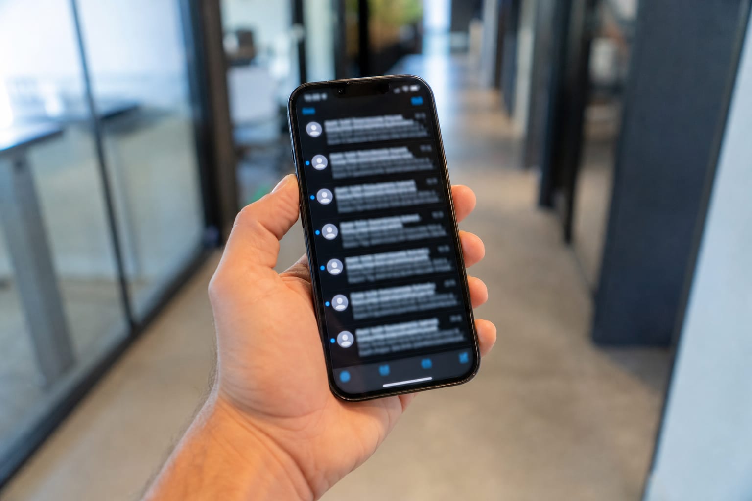 Smartphone inbox showing several ranking and monitoring alert email notifications.